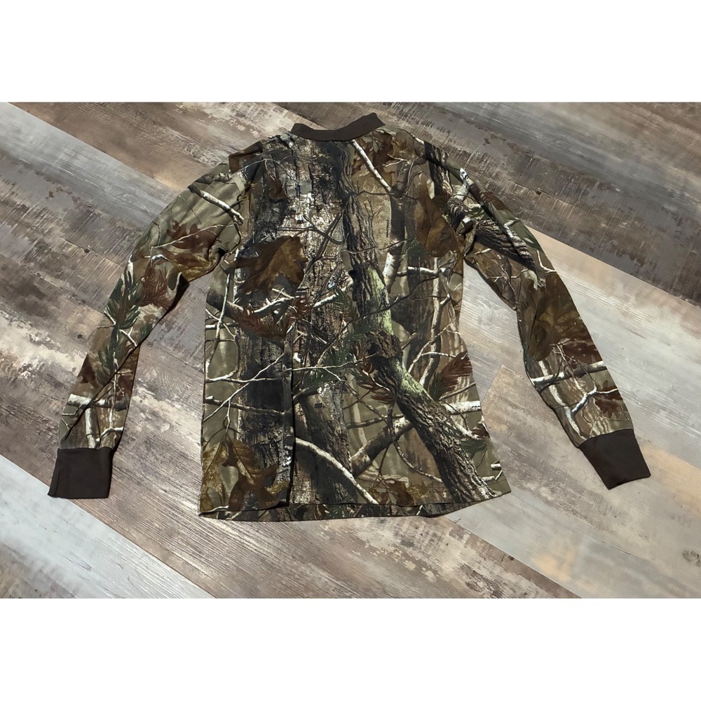 Realtree AP Camo Long Sleeve Shirt Kids XL Brown Green Hunting Woodland Top